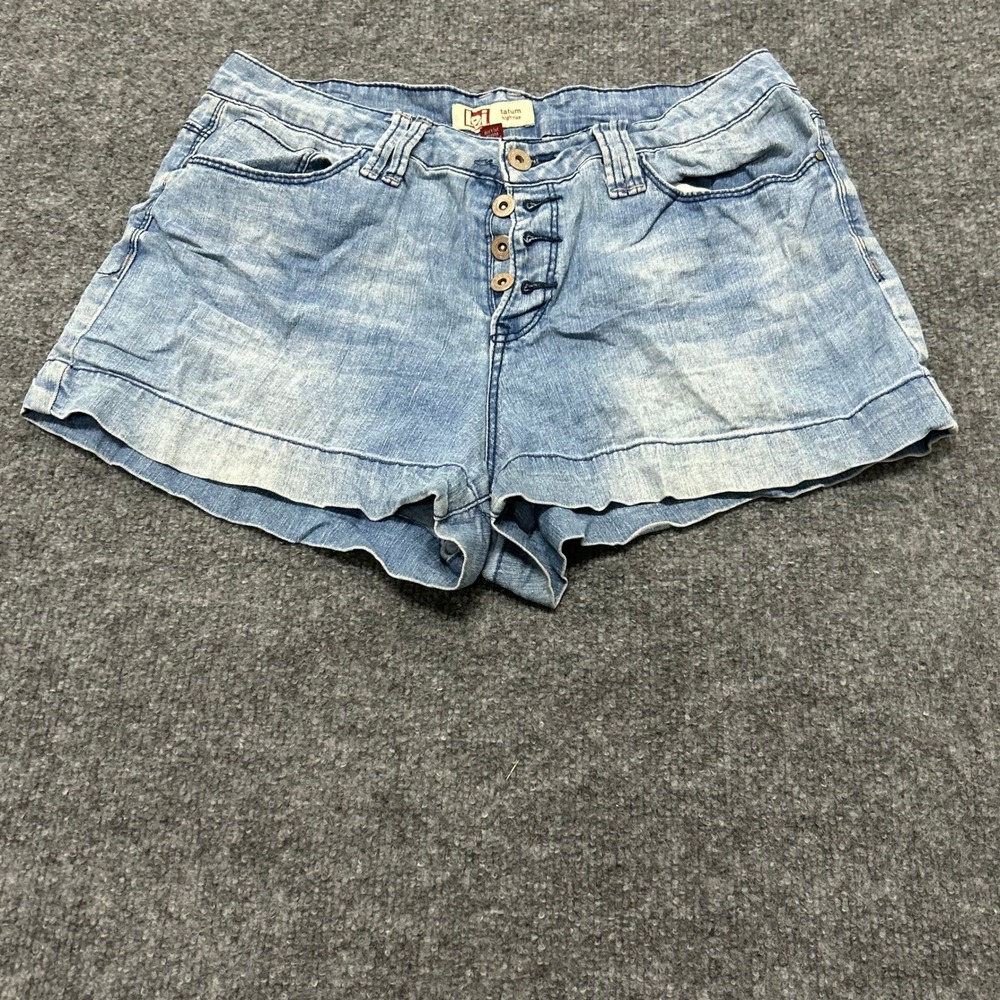 L.E.I. Denim Shorts Womens Size 11 Light Wash High Rise Button Fly Cuffed Casual
